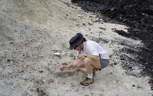 Dr. Bishop testing magnetic properties of soil