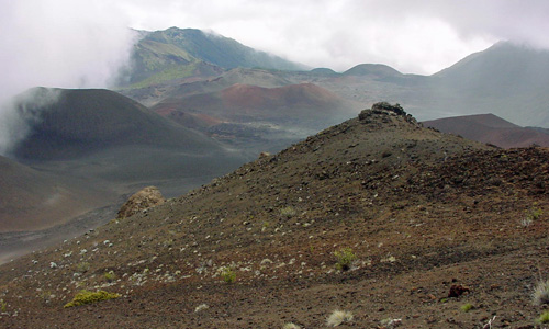 View of cinder cones inside the Heleakala caldera