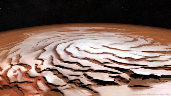 Spiral caps on Mars' North Pole. 