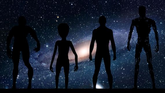 Milky Way Galaxy Alien Silhouettes