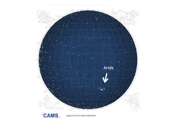 The Arids shower detected by CAMS.